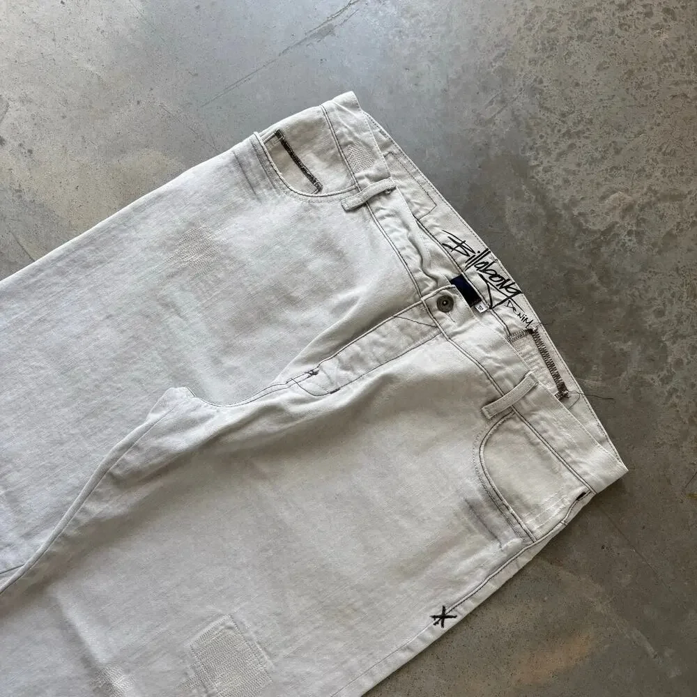 Vintage Y2K Billabong Straight Leg Repaired Sleaze Grunge Retro Jeans Size 38x32